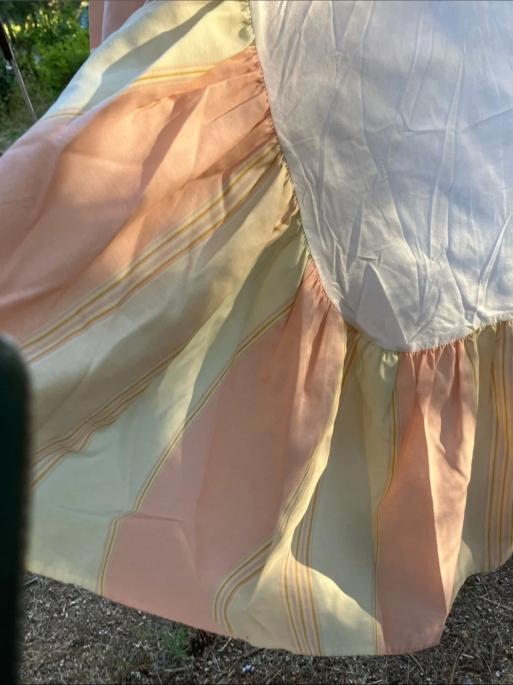 Pastel striped Full bed skirt and two pillow sham covers set made in USA